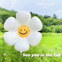 Large Number White Daisy Sun Flowers Aluminum Film Balloon Korea Ins Children Birthday Party Decoration Photo Props