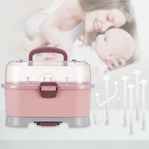 Baby milk bottle containing box portable large number baby cutlery storage box drain dust-dust drying rack milk powder box