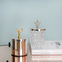 Fei Ling home fashion light luxury metal glass storage jar cotton swab jar ins creative personalized makeup cotton swab box