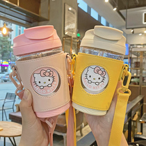 Childrens water cup Girls summer fall-proof baby drinking straw cup Kindergarten primary school students go out to carry water bottles