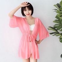 Swimsuit Outer cover shirt Seaside vacation beach swimsuit Perspective swimsuit cardigan Soft shawl bikini sunscreen shirt
