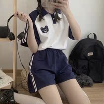 Gymnastics suit bathing suit pajamas set dance Japanese students Japanese cute girl Conservative split photo ins Wind