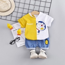  Baby summer suit 2021 new mens and womens short-sleeved T-shirt shorts two-piece set 1-3 years old trendy infant childrens clothing