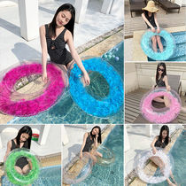 Swimming ring adult thickened swimming ring underarm ring men and women children Net Red full transparent feather inflatable adult life buoy