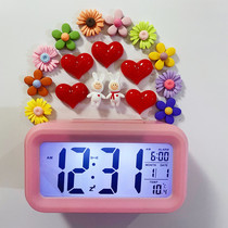 Large three-dimensional Creative mute digital smart photosensitive alarm clock thermometer resin bottle opener mascot refrigerator sticker