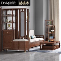 New Chinese style solid wood entrance hall cabinet Shoe cabinet Walnut furniture Living room screen Foyer cabinet Entrance cabinet Partition cabinet