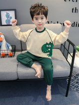 Boys pajamas spring and autumn boys long sleeves super cute children children split cartoon dinosaur boys autumn home clothes