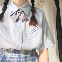 Summer short-sleeved pointed collar campus JK uniform shirt womens top wild college style solid color embroidery basic shirt