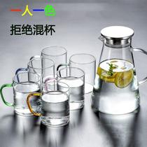 Glass Cups Home with Colour Transparent Milk Cup Living-room Large Capacity Drinking Water Cup High Temperature Resistant Tea Cup Suit