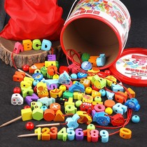 Infants and children string beads thread rope benefit intelligence early education brain building blocks toys 2 babies 1-3 years old and half girls