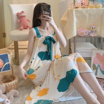 Fat plus size night dress womens summer sling pajamas Korean version loose women 200 pounds can wear modal dress