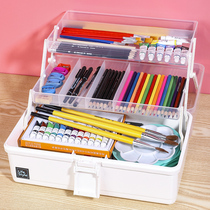 Art student storage rack plastic box pen box capacity special finishing large multi-layer simple box art portable