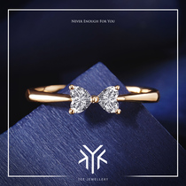 Tianyi diamond ring female 30 points bow heart-shaped wedding ring 18k gold 50 points diamond for wedding ring customization