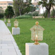 Solar outdoor column head lamp to pick up electric section All copper Home Waterproof Courtyard Lamp Villa Wall Lamp Landscape Door Column Lamp