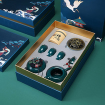 Guochao wind tea set sandalwood combination a pot of three cups incense burner set gift custom corporate culture logo