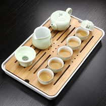 High-grade Chinese kung fu tea set office household ceramic tea group celadon tea cup teapot tea ceremony tea tray tea set