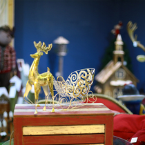 Christmas Golden Deer Pull Ware Iron Elk Sled Car Creative Ornaments Hotel Shopping Mall Scene Decoration Decoration