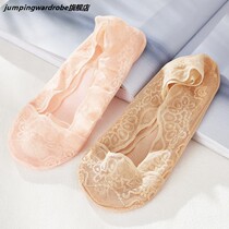 Lace socks boat Socks women shallow invisible cotton bottom summer thin silicone non-slip socks ins tide