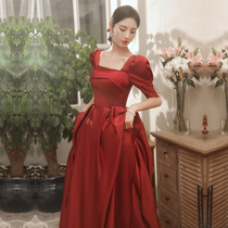 Satin toast dress bride summer thin wedding dress women can usually wear engagement banquet back door thin and long style
