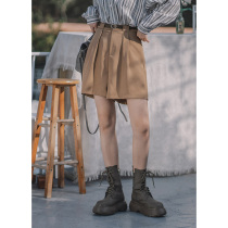 High waist suit 50% pants female casual shorts 2022 black loose sense 100 lap up slim width A pair of pants