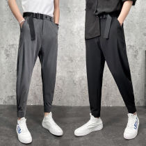Dangling Ice Silk casual small trousers mens autumn thin loose nine-leg pants Korean version of small feet Harlan suit pants