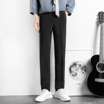 Spring casual trousers men Korean fashion slim straight tube drop feel ankle-length pants Port wind small foot suit DK long pants