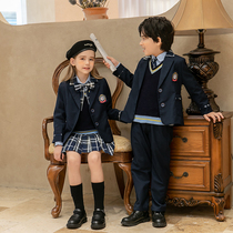 Primary school uniforms spring and autumn kindergartens winter English uniforms childrens suits class uniforms