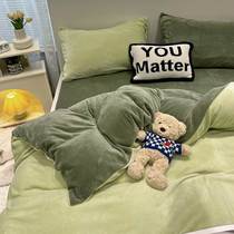 Cream four-piece coral velvet heating heating speed hot flannel student dormitory three pure colors