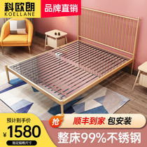 Light extravaganza net red princess bed 1 8 m Nordic modern minimalist bedroom 1 5 non-iron art stainless steel double bed