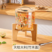 High-value glass cold kettle with faucet kettle set large-capacity household cold kettle fruit tea beverage bucket