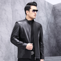 Haining leather men mens leather collar mens coat Spring and Autumn new high-end sheep leather business leather jacket mens clothing