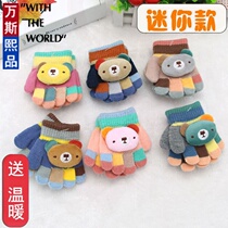 Baby gloves autumn and winter 1-2 years old 0-3 baby thin 4 children Winter cute finger warm five fingers 5