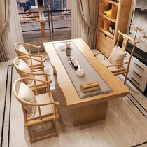 New Chinese tea table and chairs combined solid wood Kung Fu tea table minimalist office Guest Tea Table Balcony Suit