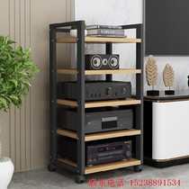 Solid wood audio rack Printer audio bracket KTV amplifier rack cabinet Home mixer Steel wood 5 layers