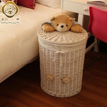 Rattan dirty clothes basket toy storage box household dirty clothes basket clothes storage basket woven belt cover large