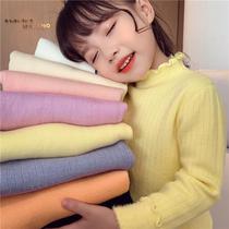 Girls base fir 2020 winter new plus velvet padded long sleeve T-shirt one velvet semi-high collar sweater top