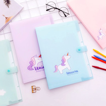 Jumping fish stationery Korean creative unicorn 5 grid organ bag office supplies student information book multi-layer A4 text