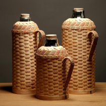 Old vintage thermos teabottle thermos kettle filaments handmade bamboo thermos bottle with lid restaurant bottle vacuum