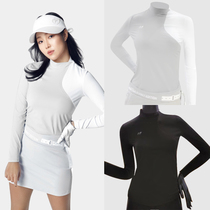 Golf Korea double ear womens clothing Hygroscopic Speed Dry skin sunscreen Grey Elastic Splicing High Collar Ice Silk Undershirt