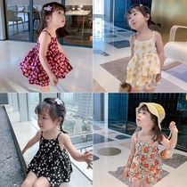 Girl Snow spinning suit Summer New Yangqi Childrens net Red Flowers Summer Loaded baby pure cotton suit Two sets of outwear