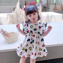 Girls spring summer dress 2021 new children long sleeve cotton skirt girl Summer foreign style princess dress Korean version
