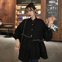 Autumn Korean version 2021 New loose fashion age reduction single-breasted long small lapel collar long sleeve shirt coat women
