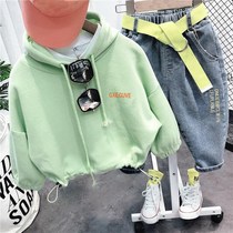 Boys Spring Sweater Set 2020 New Children Cotton Hooded Top Set Small Children Spring and Autumn Korean Tide