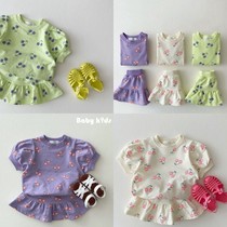 Korean girl set 2021 summer kindergarten Garden dress female baby short sleeve coat half skirt foreign style two-piece set