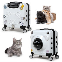 Pet Pull Lever Box Cat Bag Out Portable Cat Suitcase Travel Cat Out Box Cat Pack Transparent Breathable Tie Rod Bag