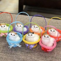 Simulation animals will be called small basket cat crafts toys zodiac animal ornaments model animal factory direct sales