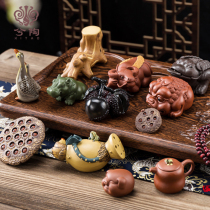 Tea pet purple sand small swing piece Geto color lychee crab goose tea accessories water tea ceremony tea play creative gift