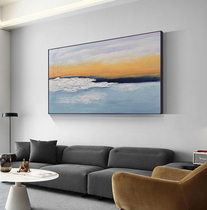 Modern simple living room abstract landscape decorative painting horizontal version Pure hand-painted oil painting Restaurant dining room atmospheric hanging painting sea