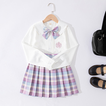 Girl Jk Uniform Skirt Summer Dress Female Sailor Childrens Genuine Suit Full Gk Student College Wind 10-Year-Old Skirt