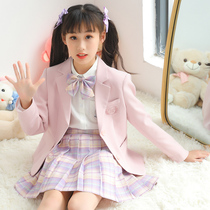 Girl Blazer Spring and Autumn JK uniform skirt childrens college style set primary school school autumn dress suit three-piece set